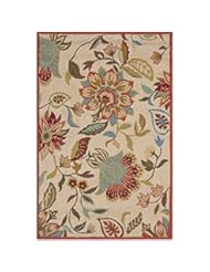 Furniture: Safavieh Four Seasons Collection FRS435A Hand-Hooked Ivory and Rust Indoor/ Outdoor Area Rug, 3 feet 6 inches by 5 feet 6 inches (36" x 56") - Safavieh