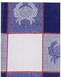 100% Cotton Blue Block Crab Dishtowel 18" X 28" Set / 6