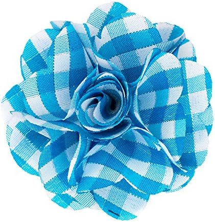 Men's Lapel Flower . Turquoise Plaids