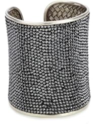 Deanna Hamro Atelier "Lulu" Jet Hematite-Color Wide Pave Cuff Bracelet