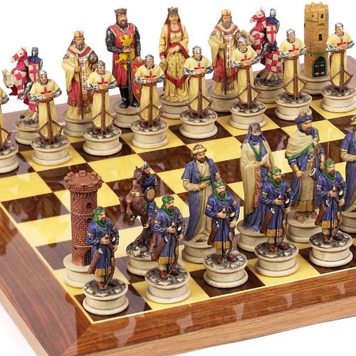 Crusade Chessmen & Columbus Avenue Chess Board From Spain Large, King: 4 1/2