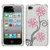 Rhinestones Protector Case for iPhone 4, Moon Flowers Full Diamond