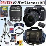 Pentax K-5 16.3 MP Digital SLR Camera with DA 18-55mm f/3.5-5.6 AL Weather Resistant Zoom Lens and DA 50-200mm f/4-5.6 ED Weather Resistant Zoom Lens + 16GB Deluxe Accessory Kit