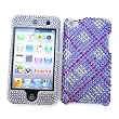 Apple iPod Touch 4th Generation Snap-on Protector Hard Case Rhinestone Cover "Purple Necktie Pattern" Design