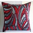 Royal Spalsh - Decorative Pillow Covers - Silk Pillow Cover Embellished with Beads & Sequins