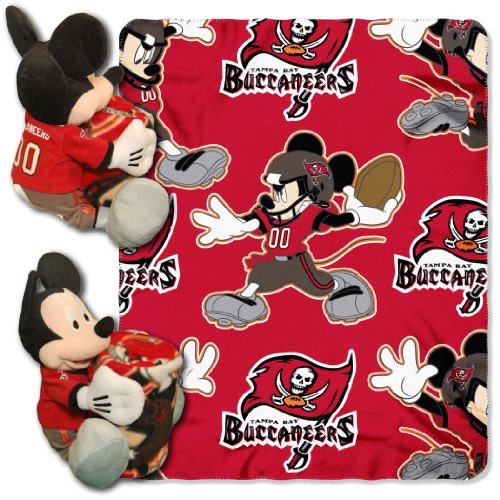 Disney/NFL Tampa Bay Buccaneers Mickey Character Shaped Pillow with 40-Inch-by-50-Inch Fleece Throw Set
