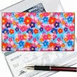 Lenticular Check Book Cover, 3D FLOWERS AND BEES RED, BLUE, YELLOW, PINK R-D003-CBC