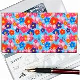 Lenticular Check Book Cover, 3D FLOWERS AND BEES RED, BLUE, YELLOW, PINK R-D003-CBC