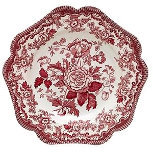 Spode Garden Cranberry and White 9-Inch Buffet Plates