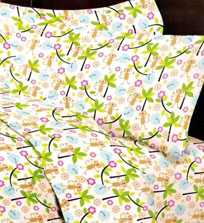 Laura Ashley Palm Green and Monkeys Twin Sheet Set