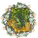 Green Cameo Pin Brooch