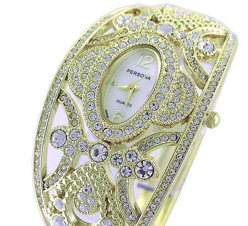 *WOW* Ladies 18K Plated BLING Bracelet Crystal Watch Made with SWAROVSKI Element