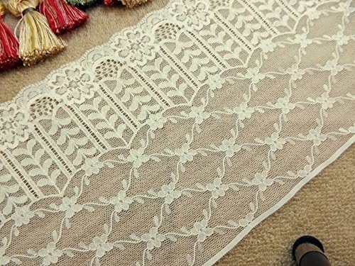 15 Yards Delicate Soft Ivory Chantilly Scalloped Floral Lace 6 1/4" Wide