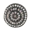 Ring - R74 - Stretch - Round - Ring Size 8 - Will Stretch Even Bigger - Clear Crystals and Black Beads ~ Silver Tone Metal