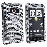 Black Zebra Skin Diamante Protector Faceplate Cover For HTC EVO 4G