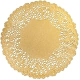 Hygloss 12122 12-Piece Round Doilies, 12-Inch, Gold