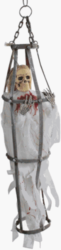 Spooky Caged White Ghoul Halloween Prop