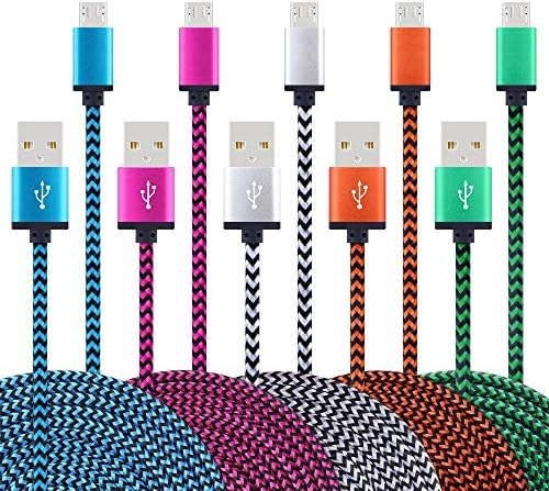 INEER Micro USB Cable 2.0 Nylon Braided 6FT High Speed Charging Cords for Android Devices, Samsung Galaxy, Sony, HTC, Motorola and More