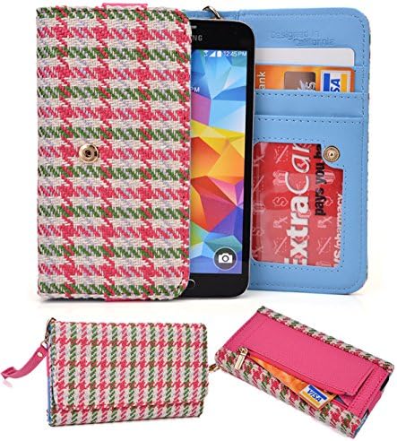 Gigabyte GSmart Sierra S1:Universal Case Clutch w/ID Slot, ZipperPocket[Pink/Green/White] NuVur ™