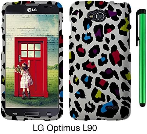 LG OPTIMUS L90 (D415) Phone Case (US carrier: T-Mobile, MetroPCS)- Premium Pretty Design Protector Hard Cover Case + 1 of New Metal Stylus Touch Screen Pen (Colorful Leopard On Silver)