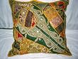 Sari Patchwork Gold Green Decorative Bollywood Pillow Case Cushion Cover 24"
