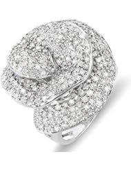 4.00 Carat (ctw) 14k White Gold Round Diamond Ladies Cocktail Rose Right Hand Statement Ring 4 CT