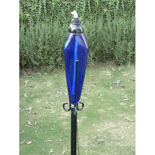72 Inch Cobalt Blue Glass Outdoor Garden Tiki Torch