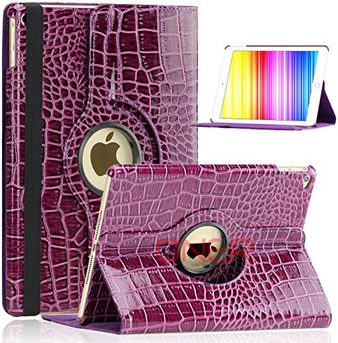 VinYe iPad 2/3/4 Case - 360 Degree Rotating Stand Case with Smart Cover Auto Sleep / Wake Feature for Apple iPad 2/3/4 with Retina Display (iPad 2/3/4, Crocodile Purple)