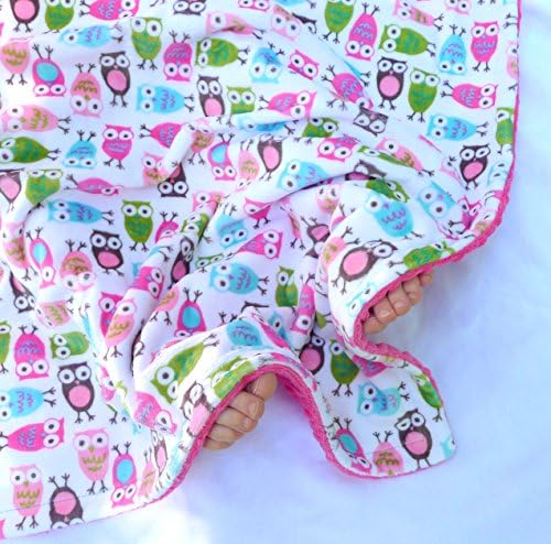 Baby Blanket - Owl Baby Blanket - Minky Baby Blanket - Fuschia - Pink - Brown - Aqua - Jade Green Baby Blanket for Your Baby Girl