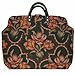 ArtisanStreet's Salmon Floral Tiles Tapestry Carpet Bag with Matching Shoulder Strap. Includes Outside Envelope Pocket at Back. Limited Edition. Use as Overnight Bag or Even as a Briefcase.