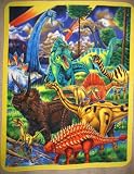 Dinosaur (Dino) Fleece Throw Blanket in Bright Colors