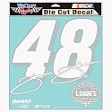 #48 JIMMIE JOHNSON 8X8 DIE CUT DECAL WHITE AND SILVER