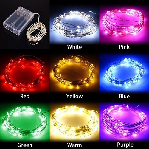 lovelifemall Mini 20 LED Lights Battery Operated on 7ft Long Silver Color Ultra Thin String Copper Wire for Room Home Garden Christmas Party Decoration (Red)