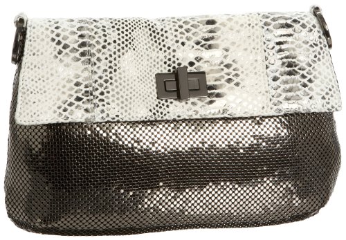 Whiting & Davis White Snake Mini Bag,Gunmetal,one size