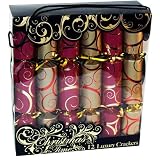 Box of 12 Large Luxury Crackers in Burgandy Gold New