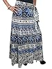 Wrap Skirt- White Blue Printed Cotton Wrap Around Indian Skirts, Gift for Womens