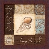 Change the World by Jane Carroll Seashell Bathroom Decor Art Print Framed Picture