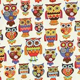 Timeless Treasures Alice Kennedy Owl & Apple Cream Fabric Yardage