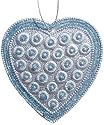 Silver Blue Iridescent Glitter Heart Christmas Ornament #H2680