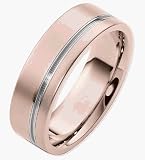 Stylish 7mm 14 Karat White & Rose Gold Wedding Band Ring