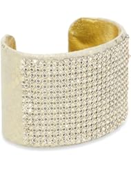 Ted Rossi "Sorbet Shine" Embossed Leather and Crystal Mesh Cuff Bracelet