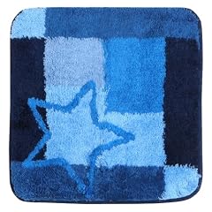 2tlg Set Badgarnitur Badteppich STAR 60 x 100 cm und WC-Vorleger 60 x 50 cm blau Badvorleger Badmatte