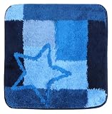 2tlg Set Badgarnitur Badteppich STAR 60 x 100 cm und WC-Vorleger 60 x 50 cm blau Badvorleger Badmatte