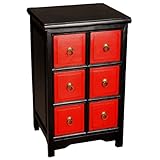 EXP Handmade Furniture 30-Inch Red and Black Lacquer Contemporary Chinese Medicine Cabinet, 6-Drawer EXP Handmade Furniture 30-Inch Red and Black Lacquer Contemporary Chinese Medicine Cabinet, 6-Drawer