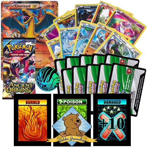 Goldengroundhog pokemon random pack bundle with 3 custo…