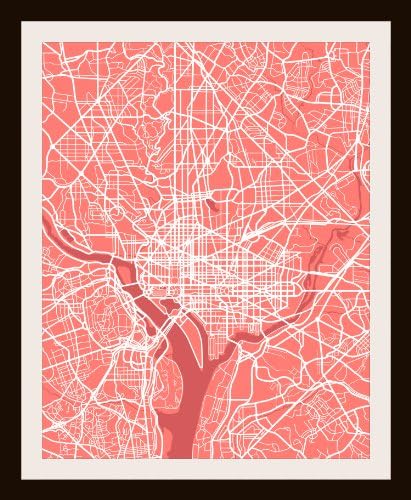 Washington D.C. City Print Map Art by Map Wall Art 11" x 14"