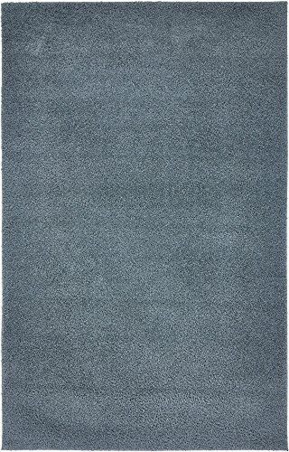 Unique Loom Studio Solid Shag Collection Urban Modern Super Soft & Plush Area Rug, 5 ft x 8 ft, Slate Blue
