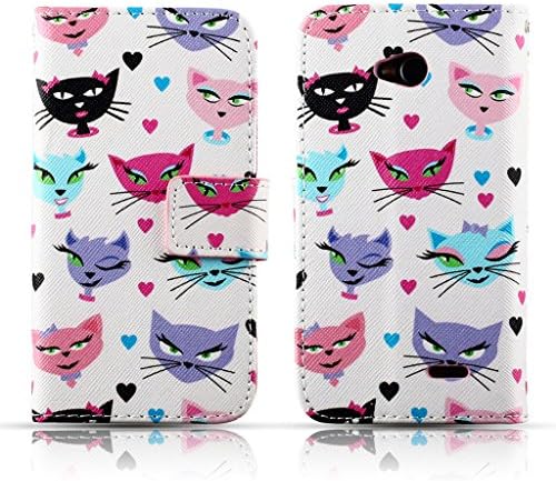 Cute Cats Wallet Leather Flip Folio Magnetic Skin Tpu Case Cover Card Slots for LG Optimus L70