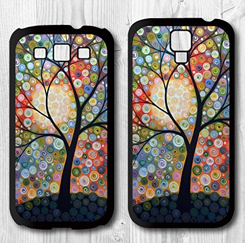 Joyful Tree Oil Painting Protective Phone Cover Case For Samsung Galaxy S4 + Screen Protector + Earphone Anti Dust Plug + Retail Package