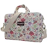 Canvaslove Teapot Patten Canvas Laptop Shoulder Messenger Bag Case Sleeve for 14 Inch 15 Inch Laptop Macbook Pro 15 Case Laptop Briefcase 15.6 Inch
